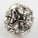 Rhinestone round beads, 12mm, silver, clear. Sold per pkg of 100.