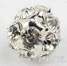 Rhinestone round beads, 16mm, silver, clear. Sold per pkg of 100.