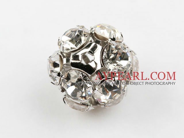 Rhinestone round beads, 16mm, silver, clear. Sold per pkg of 100.