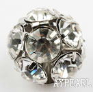 Rhinestone round beads, 20mm, silver, clear. Sold per pkg of 100.