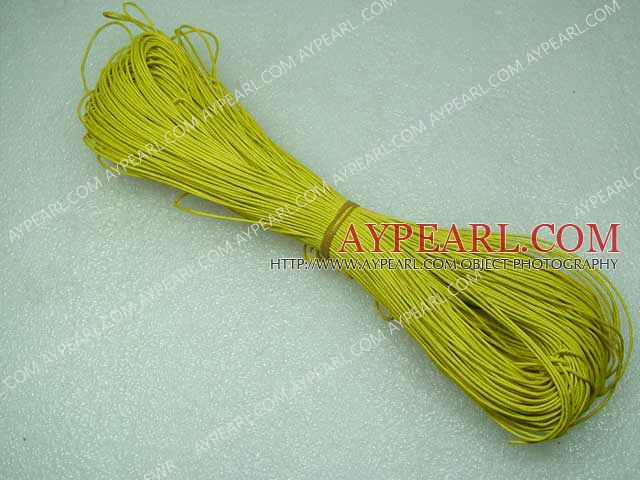 Cotton Wax Cord, Yellow, 1mm/strand, about 540m/bundle ,sold by each.