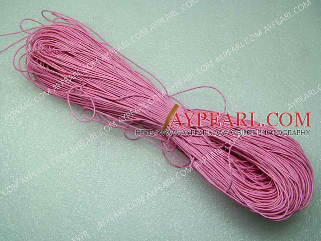 Cotton Wax Cord, Pink, 1mm/strand, about 540m/bundle ,sold by each.
