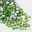Rhinestone cabochon, light green, silver-foil back ,3.0-3.2mm faceted round, SS12. Sold per pkg of 1440.