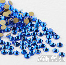 Rhinestone cabochon, dark blue, silver-foil back ,3.0-3.2mm faceted round, SS12. Sold per pkg of 1440.