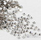 Rhinestone cabochon, white, silver-foil back ,3.0-3.2mm faceted round, SS12. Sold per pkg of 1440.
