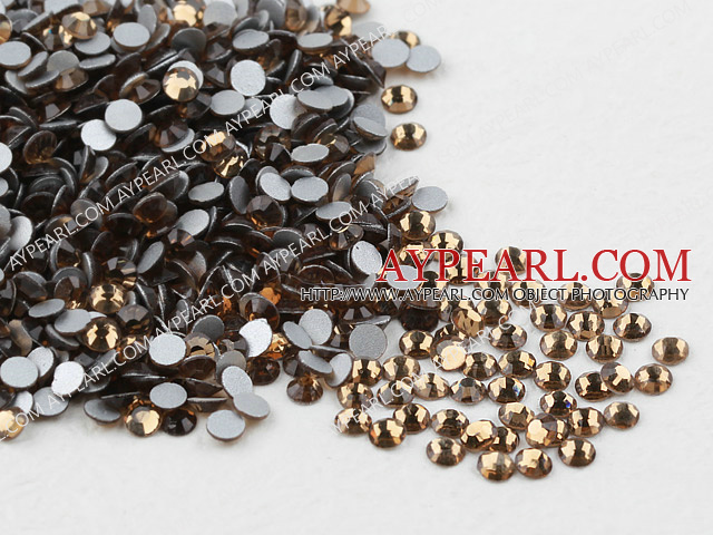 Rhinestone cabochon, smoky, silver-foil back ,3.0-3.2mm faceted round, SS12. Sold per pkg of 1440.