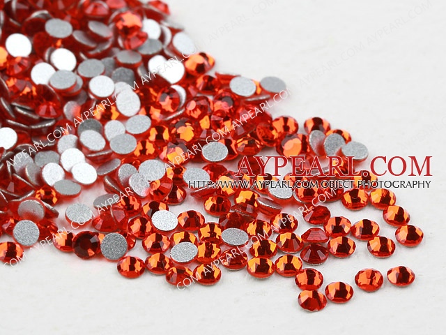 Rhinestone cabochon, orange, silver-foil back ,3.0-3.2mm faceted round, SS12. Sold per pkg of 1440.
