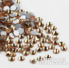 Rhinestone cabochon, crystal yellow, silver-foil back ,3.0-3.2mm faceted round, SS12. Sold per pkg of 1440.