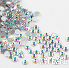 Rhinestone cabochon, AB COLOR, silver-foil back ,3.0-3.2mm faceted round, SS12. Sold per pkg of 1440.