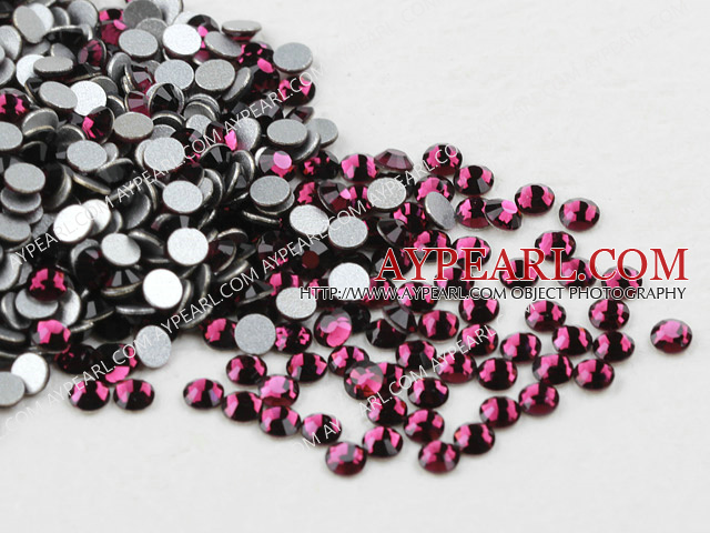Rhinestone cabochon,garnet, silver-foil back ,3.0-3.2mm faceted round, SS12. Sold per pkg of 1440.