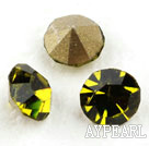 Rhinestone Cabochon, olive green, 3.4-3.5mm faceted round, SS14,PP27. Sold per pkg of 1440pcs.