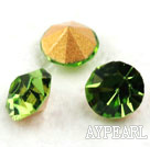 Rhinestone Cabochon, light green, 3.4-3.5mm faceted round, SS14,PP27. Sold per pkg of 1440pcs.