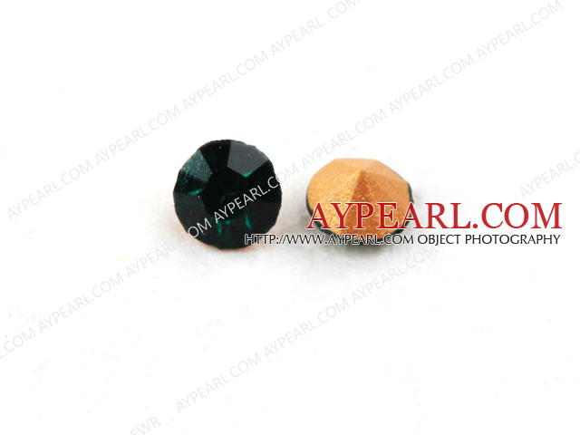 Rhinestone Cabochon, green, 3.4-3.5mm faceted round, SS14,PP27. Sold per pkg of 1440pcs.