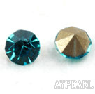 Rhinestone Cabochon, sea blue, 3.4-3.5mm faceted round, SS14,PP27. Sold per pkg of 1440pcs.