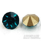 Rhinestone Cabochon, green, 3.4-3.5mm faceted round, SS14,PP27. Sold per pkg of 1440pcs.