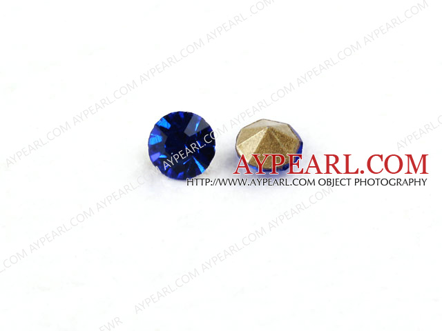 Rhinestone Cabochon, deep blue, 3.4-3.5mm faceted round, SS14,PP27. Sold per pkg of 1440pcs.