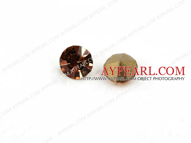 Rhinestone Cabochon, coffee color, 3.4-3.5mm faceted round with, SS14,PP27. Sold per pkg of 1440pcs.