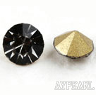 Rhinestone Cabochon, black, 3.4-3.5mm faceted round, SS14,PP27. Sold per pkg of 1440pcs.