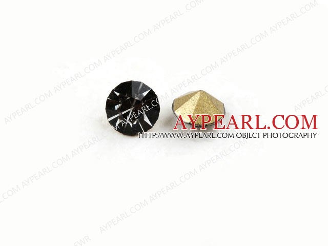 Rhinestone Cabochon, black, 3.4-3.5mm faceted round, SS14,PP27. Sold per pkg of 1440pcs.