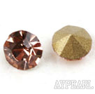 Rhinestone Cabochon, champagne color, 3.4-3.5mm faceted round, SS14,PP27. Sold per pkg of 1440pcs.