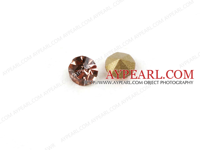 Rhinestone Cabochon, champagne color, 3.4-3.5mm faceted round, SS14,PP27. Sold per pkg of 1440pcs.