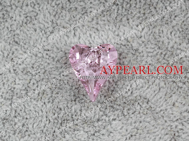 austrian crystal beads,17mm heart, pink, sold per pkg of 2