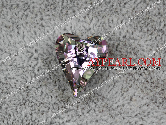 austrian crystal beads,17mm heart,grey, sold per pkg of 2