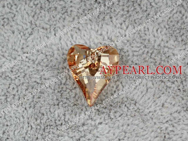 austrian crystal beads, 17mm heart, gold, sold per pkg of 2