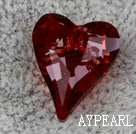 austrian crystal beads,17mm heart, red, sold per pkg of 2