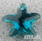 austrian crystal beads,16mm starfish,blue with bottom plated ,sold per pkg of 2