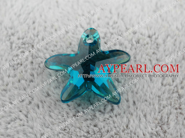 austrian crystal beads,16mm starfish,blue with bottom plated ,sold per pkg of 2