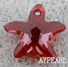 austrian crystal beads,16mm starfish,red with bottom plated ,sold per pkg of 2