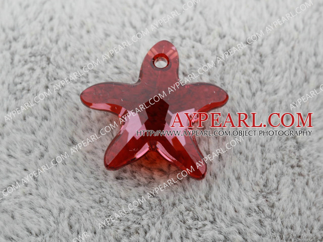 austrian crystal beads,16mm starfish,red with bottom plated ,sold per pkg of 2