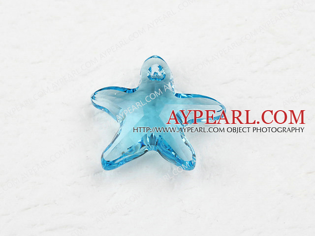austrian crystal beads, 20mm starfish,blue, sold per pkg of 2