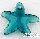 austrian crystal beads, 20mm starfish,blue, sold per pkg of 2