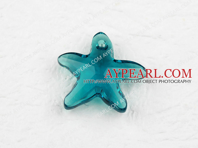 austrian crystal beads, 20mm starfish,blue, sold per pkg of 2