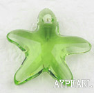 austrian crystal beads, 20mm starfish,green, sold per pkg of 2