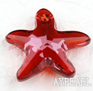 austrian crystal beads, 20mm starfish,red with bottom plated, sold per pkg of 2