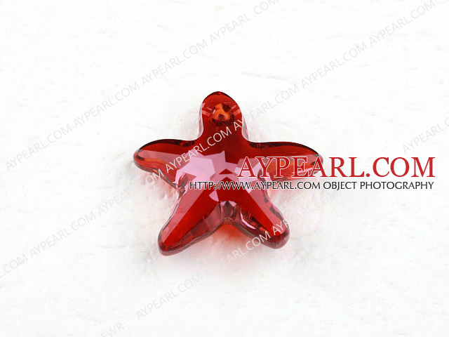 austrian crystal beads, 20mm starfish,red with bottom plated, sold per pkg of 2