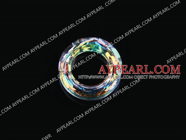 austrian crystal beads,14mm ring, plated, sold per pkg of 2