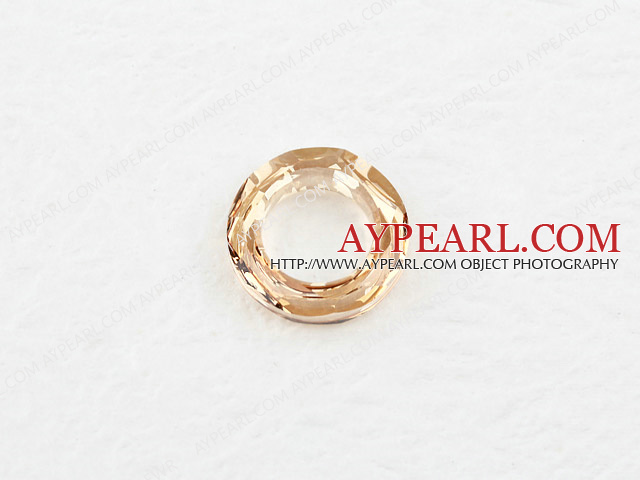 austrian crystal beads,14mm ring, champagne, sold per pkg of 2