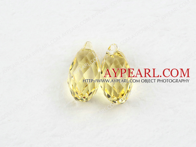 austrian crystal beads,17mm waterdrop,yellow,multidimensional,sold per pkg of 2