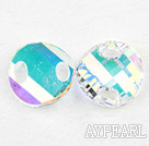 austrian crystal beads,18mm slice,white ab color,two holes,sold per pkg of 2