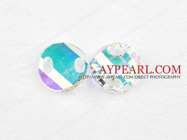 austrian crystal beads,18mm slice,white ab color,two holes,sold per pkg of 2