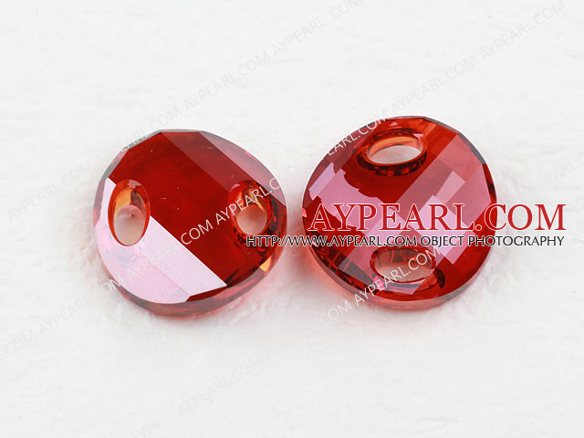 austrian crystal beads,18mm slice,red,two holes,sold per pkg of 2