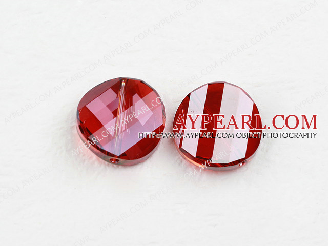 austrian crystal beads,18mm red slice ,direct hole, sold per pkg of 2