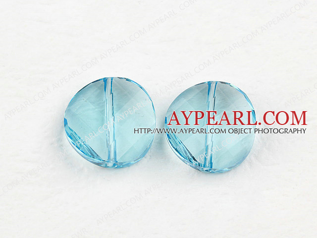 austrian crystal beads,18mm blue slice ,direct hole, sold per pkg of 2