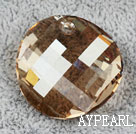 Austrain crystal pendant, citrine color, 28mm flat round. Sold per pkg of 2.