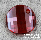 Austrain crystal pendant, red, 28mm flat round. Sold per pkg of 2.