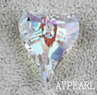 Austrain crystal pendants, AB color, 27mm heart shape. Sold per pkg of 2.